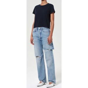 AGOLDE PREMIUM ADINE SHRUNKEN TEE SHIRT BLACK WOMEN'S SMALL